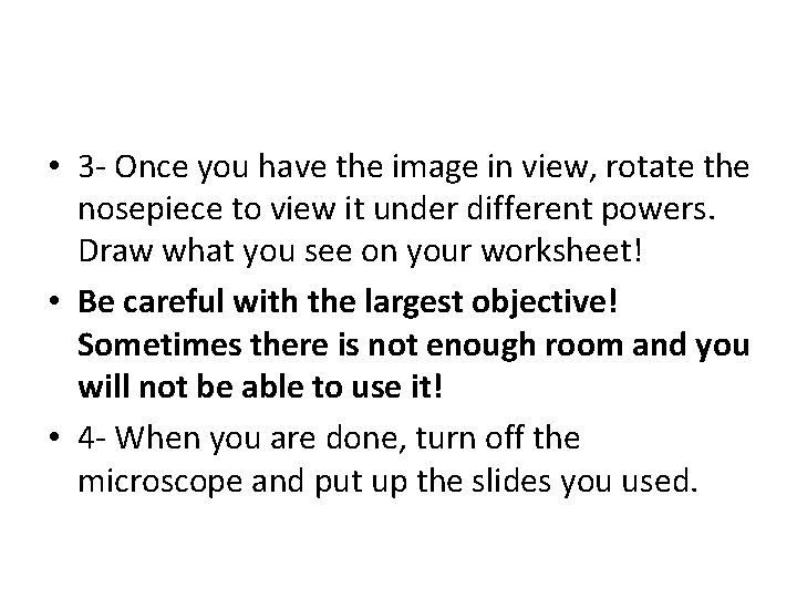  • 3 - Once you have the image in view, rotate the nosepiece