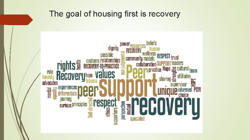 The goal of housing first is recovery The goal of housing first is recovery