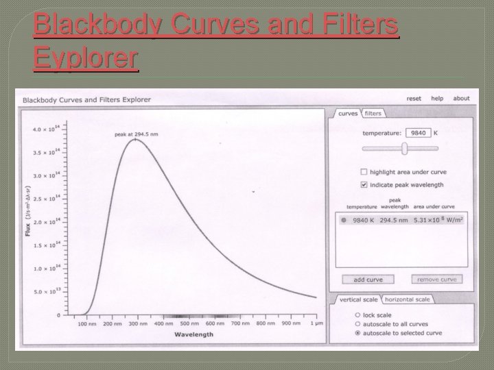 Blackbody Curves and Filters Eyplorer 