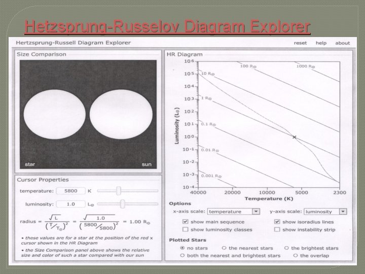 Hetzsprung-Russelov Diagram Explorer 