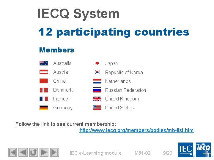 IECQ System 12 participating countries Members Australia Japan Austria Republic of Korea China Netherlands