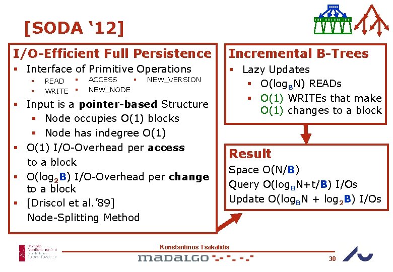 [SODA ‘ 12] I/O-Efficient Full Persistence Incremental B-Trees § Interface of Primitive Operations §