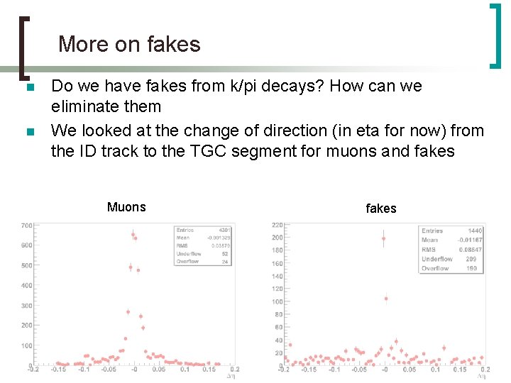 More on fakes n n Do we have fakes from k/pi decays? How can