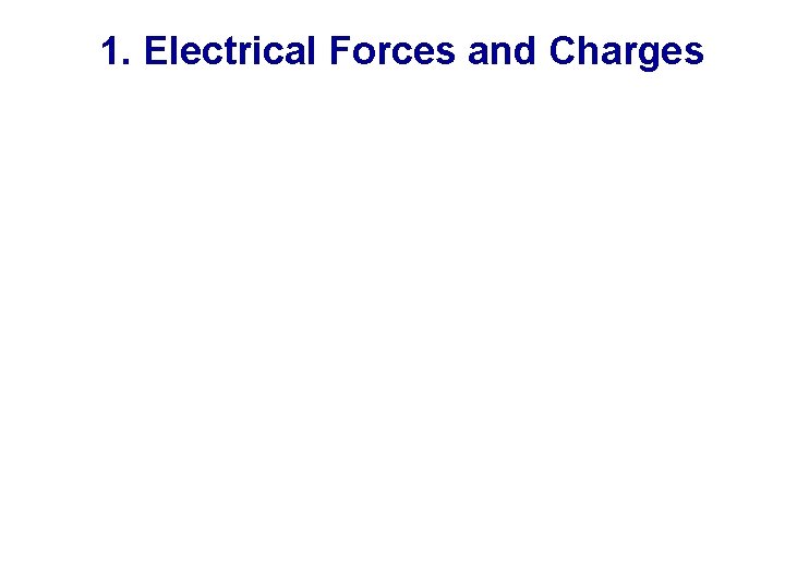1. Electrical Forces and Charges 1. Electrical Forces and Charges