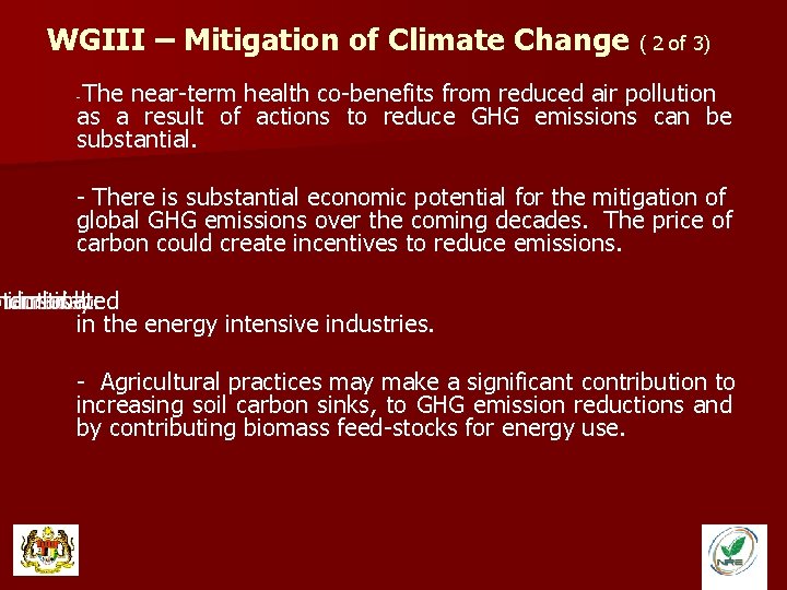 WGIII – Mitigation of Climate Change ( 2 of 3) The near-term health co-benefits
