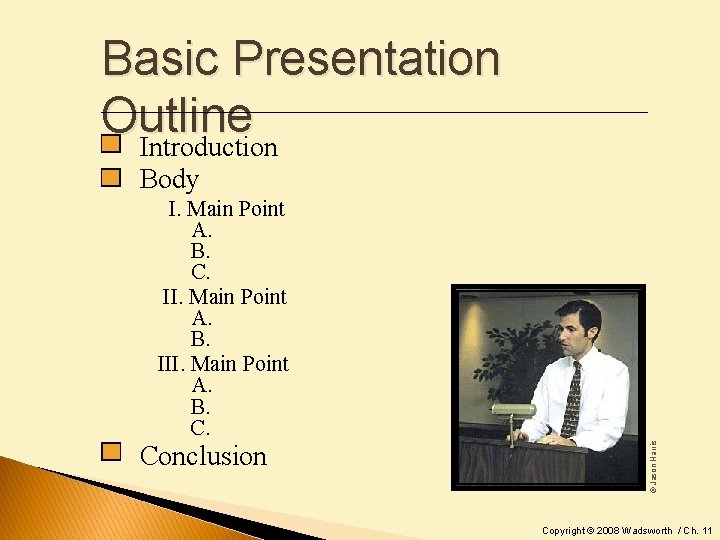 Basic Presentation Outline Introduction Body Conclusion © Jason Harris I. Main Point A. B.