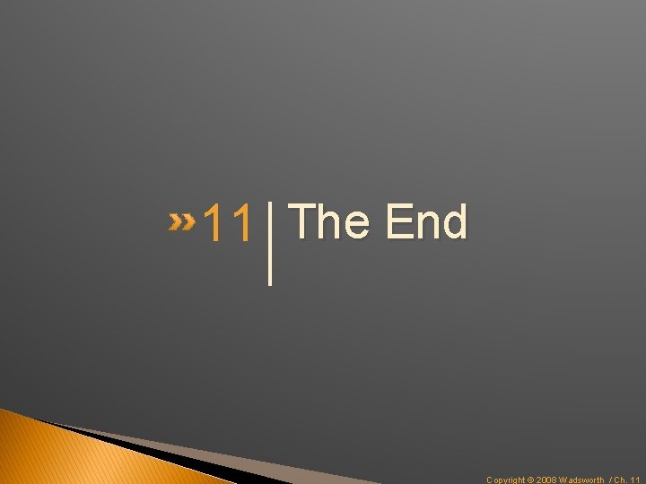 11 The End Copyright © 2008 Wadsworth / Ch. 11 