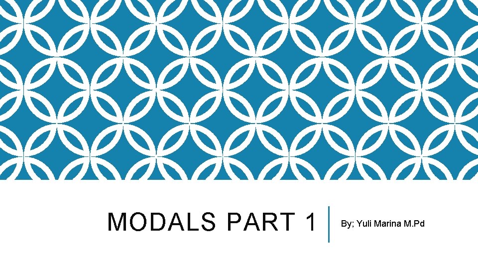 MODALS PART 1 By; Yuli Marina M. Pd 