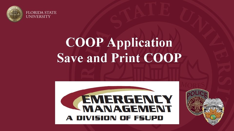COOP Application Save and Print COOP 