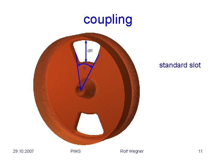 coupling d. R standard slot α 29. 10. 2007 PIMS Rolf Wegner 11 