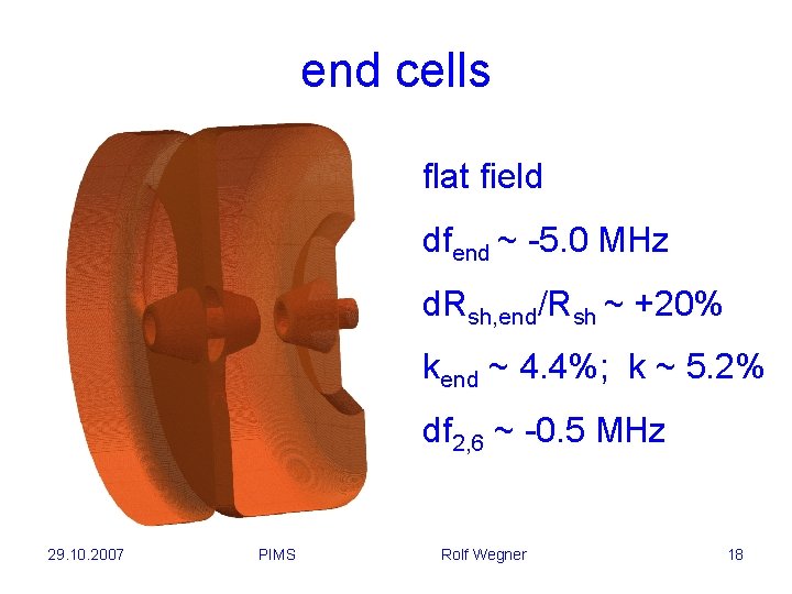 end cells flat field dfend ~ -5. 0 MHz d. Rsh, end/Rsh ~ +20%