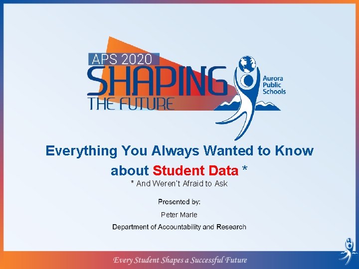 Everything You Always Wanted to Know about Student Data * * And Weren’t Afraid