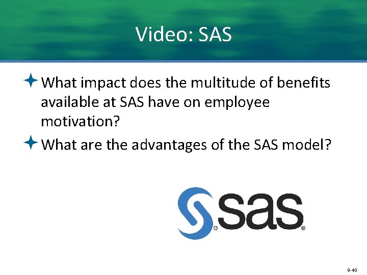 Video: SAS ªWhat impact does the multitude of benefits available at SAS have on