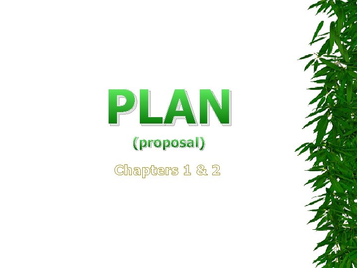 PLAN (proposal) Chapters 1 & 2 