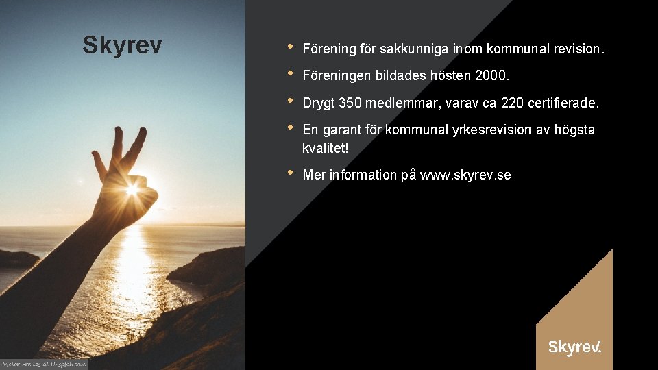 Skyrev • • Förening för sakkunniga inom kommunal revision. • Mer information på www.