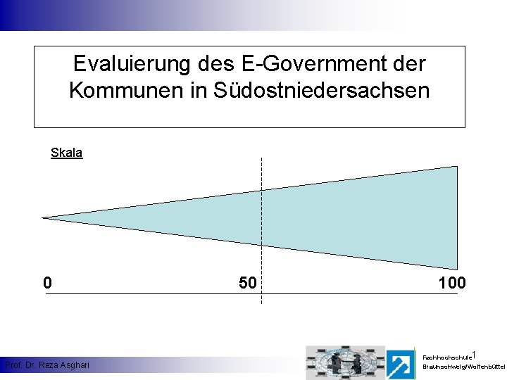 Evaluierung des E-Government der Kommunen in Südostniedersachsen Skala 0 Prof. Dr. Reza Asghari 50