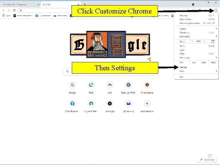 Click Customize Chrome Then Settings 37 Copyright 2021 by Janson Industries 