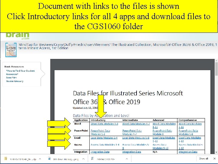 Document with links to the files is shown Click Introductory links for all 4