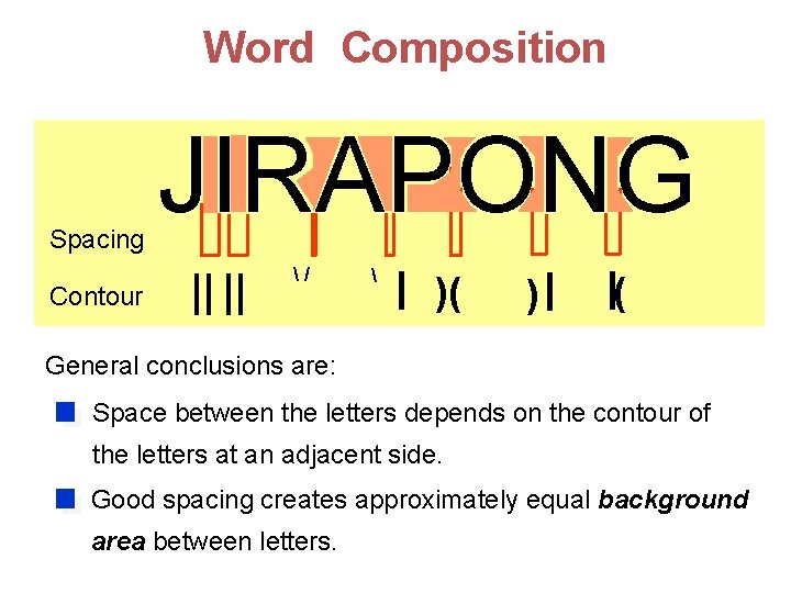 Word Composition Spacing Contour JIRAPONG || || /  | )( )| |( General