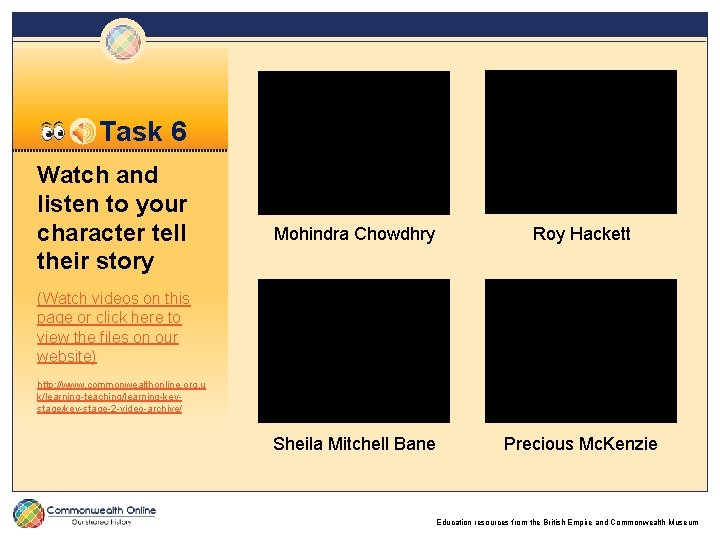 Task 6 Watch and listen to your character tell their story Mohindra Chowdhry Roy