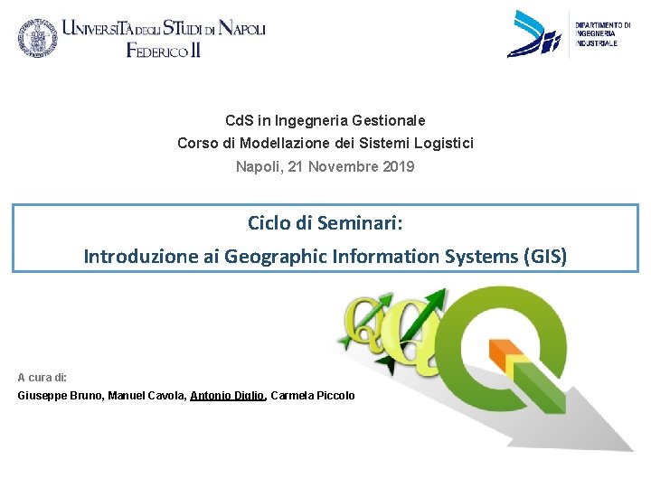 Cd. S in Ingegneria Gestionale Corso di Modellazione dei Sistemi Logistici Napoli, 21 Novembre
