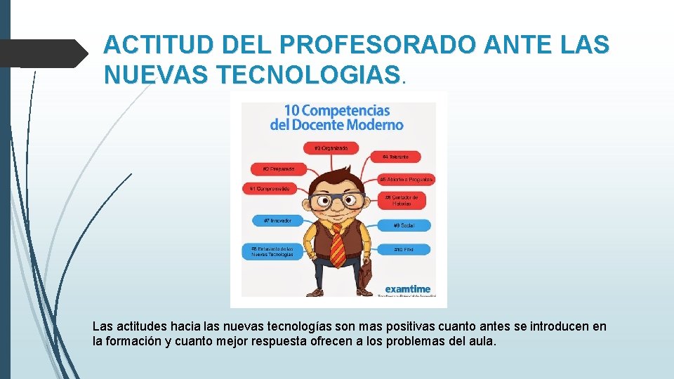 ACTITUD DEL PROFESORADO ANTE LAS NUEVAS TECNOLOGIAS Las actitudes hacia las nuevas tecnologías son ACTITUD DEL PROFESORADO ANTE LAS NUEVAS TECNOLOGIAS Las actitudes hacia las nuevas tecnologías son