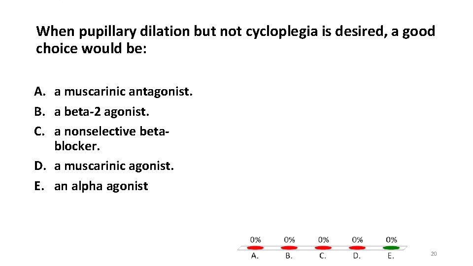 When pupillary dilation but not cycloplegia is desired, a good choice would be: A.