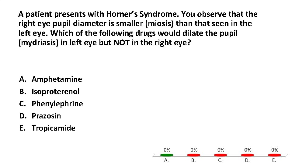 A patient presents with Horner’s Syndrome. You observe that the right eye pupil diameter