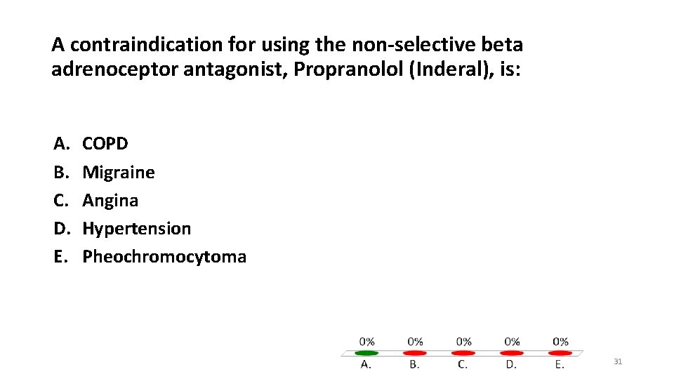 A contraindication for using the non-selective beta adrenoceptor antagonist, Propranolol (Inderal), is: A. B.