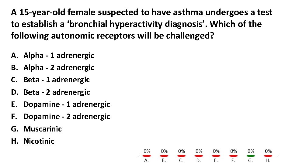 A 15 -year-old female suspected to have asthma undergoes a test to establish a