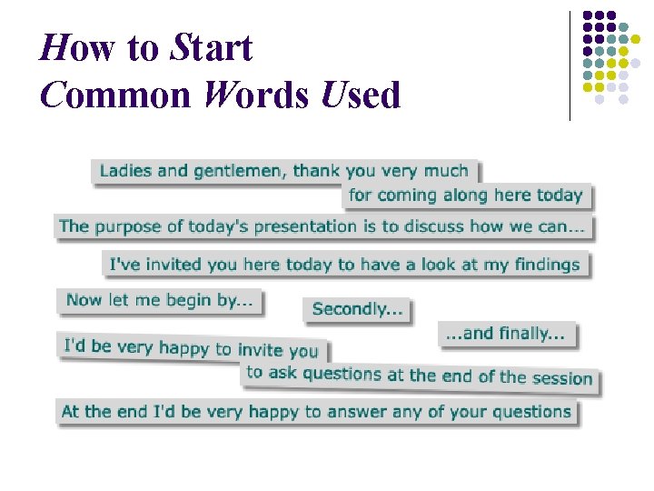 How to Start Common Words Used 