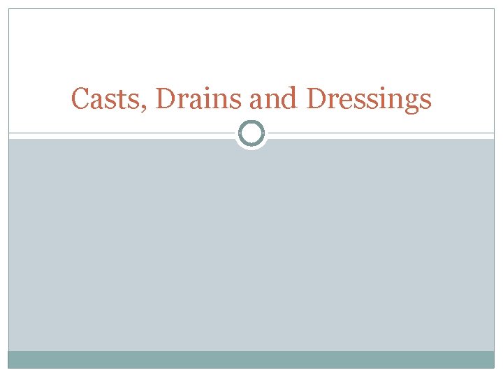 Casts, Drains and Dressings 