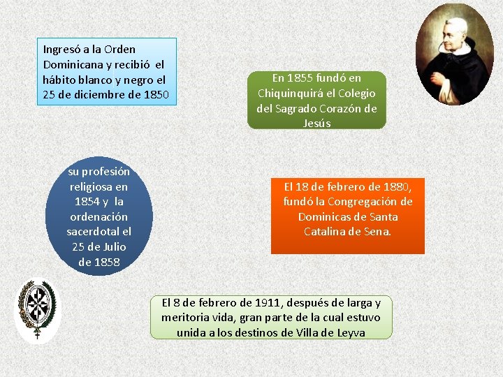 Ingresó a la Orden Dominicana y recibió el hábito blanco y negro el 25