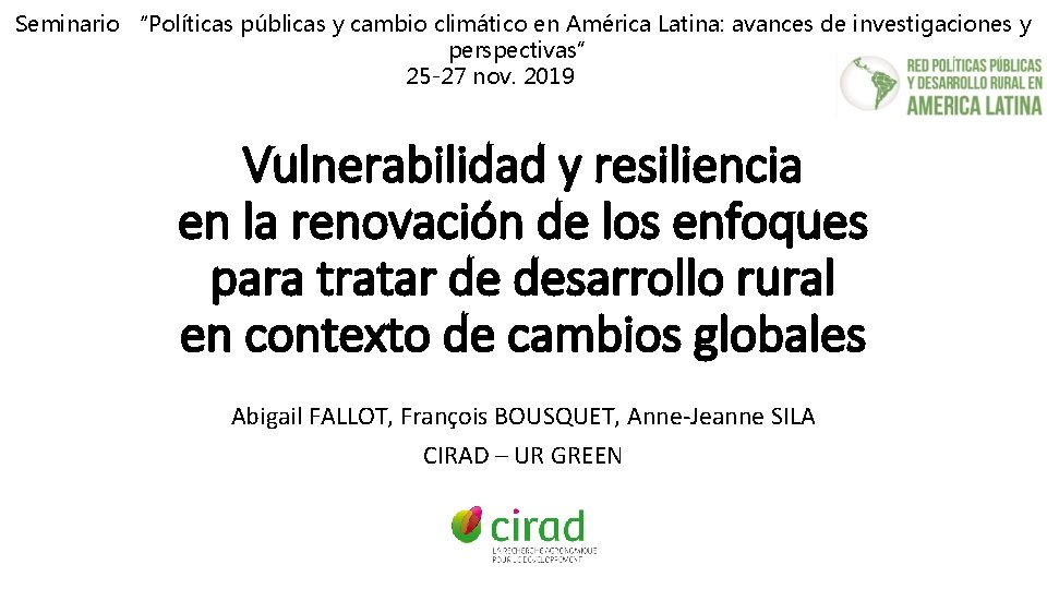 Seminario “Políticas públicas y cambio climático en América Latina: avances de investigaciones y perspectivas”