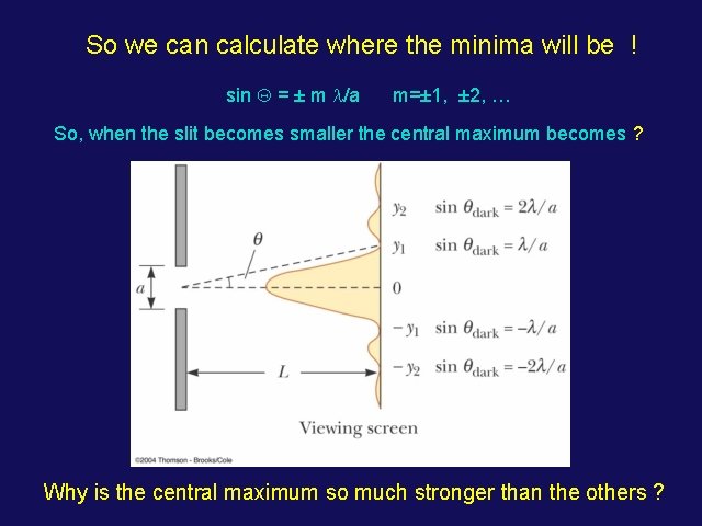 So we can calculate where the minima will be ! sin Q = ±