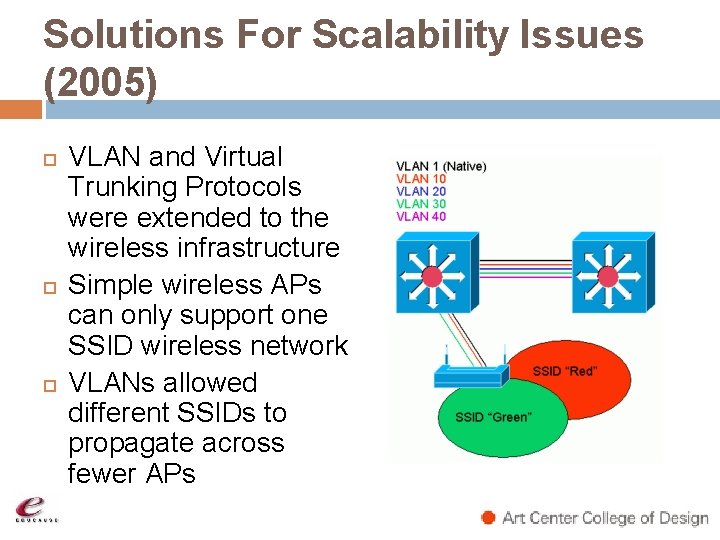 Solutions For Scalability Issues (2005) VLAN and Virtual Trunking Protocols were extended to the Solutions For Scalability Issues (2005) VLAN and Virtual Trunking Protocols were extended to the