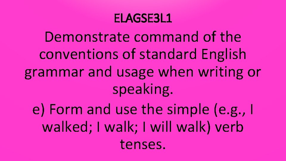 ELAGSE 3 L 1 Demonstrate command of the conventions of standard English grammar and