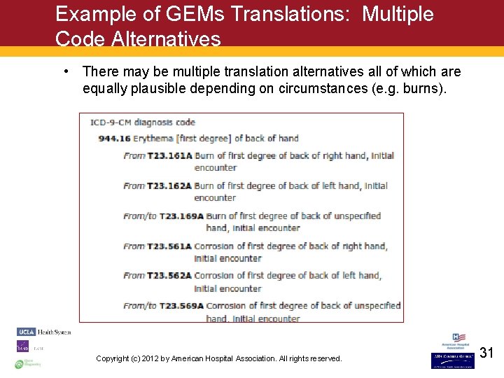 Example of GEMs Translations: Multiple Code Alternatives • There may be multiple translation alternatives