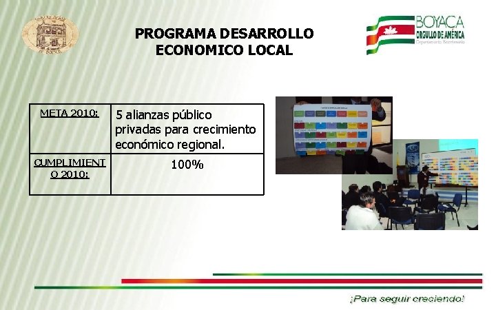 PROGRAMA DESARROLLO ECONOMICO LOCAL META 2010: 5 alianzas público privadas para crecimiento económico regional.