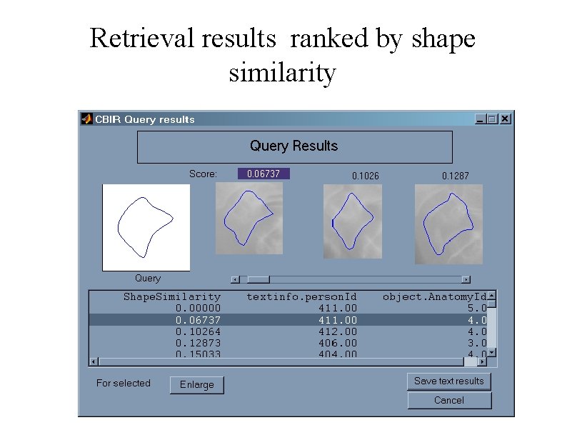 Retrieval results ranked by shape similarity 