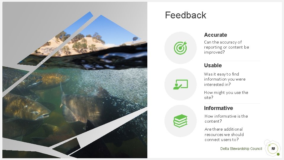 Feedback Accurate Can the accuracy of reporting or content be improved? Usable Was it
