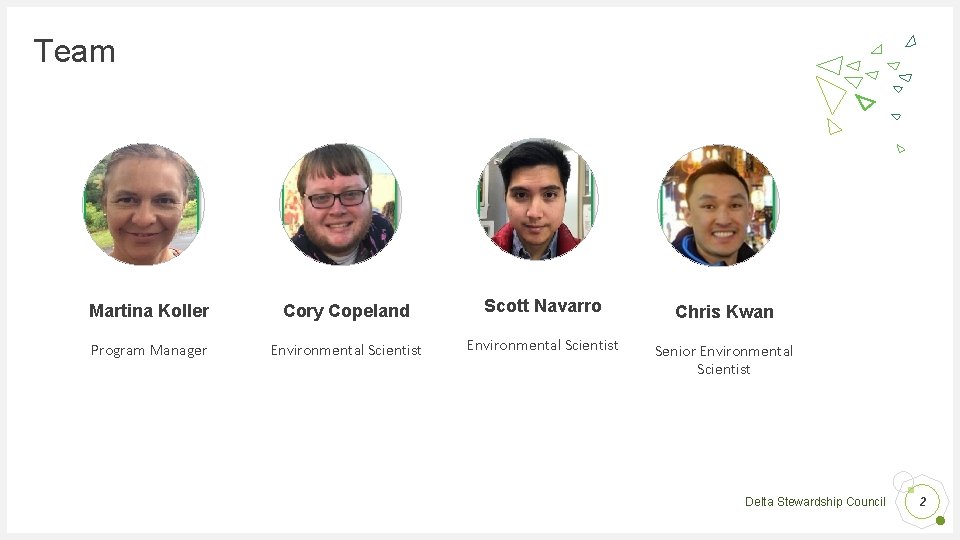 Team Martina Koller Cory Copeland Scott Navarro Chris Kwan Program Manager Environmental Scientist Senior