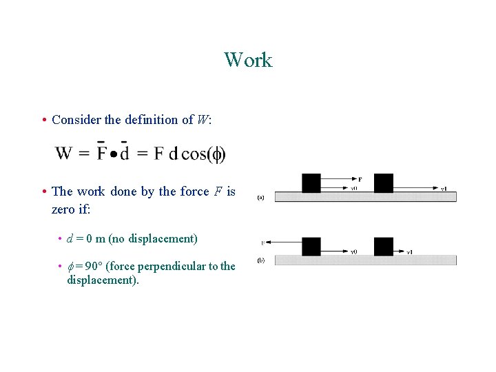 Work • Consider the definition of W: • The work done by the force