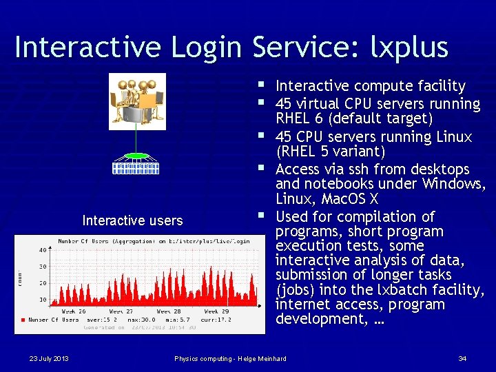 Interactive Login Service: lxplus § Interactive compute facility § 45 virtual CPU servers running