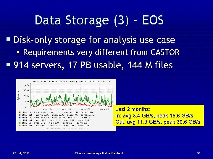 Data Storage (3) - EOS § Disk-only storage for analysis use case § Requirements