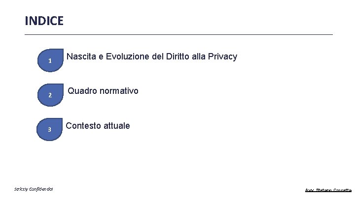 INDICE _________________________________________________________ 1 Nascita e Evoluzione del Diritto alla Privacy 2 Quadro normativo 3