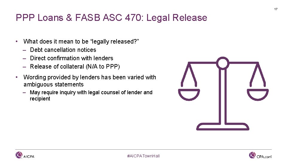 17 PPP Loans & FASB ASC 470: Legal Release • What does it mean