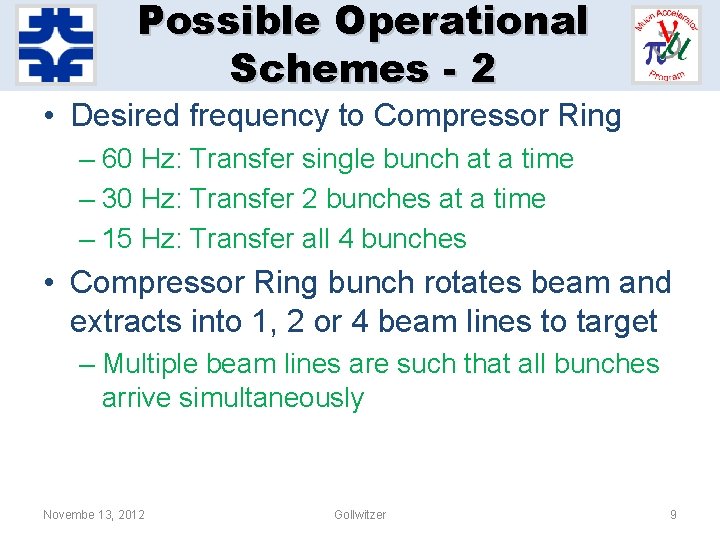 Possible Operational Schemes - 2 • Desired frequency to Compressor Ring – 60 Hz: