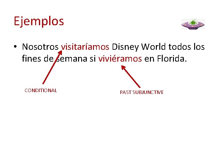 Ejemplos • Nosotros visitaríamos Disney World todos los fines de semana si viviéramos en