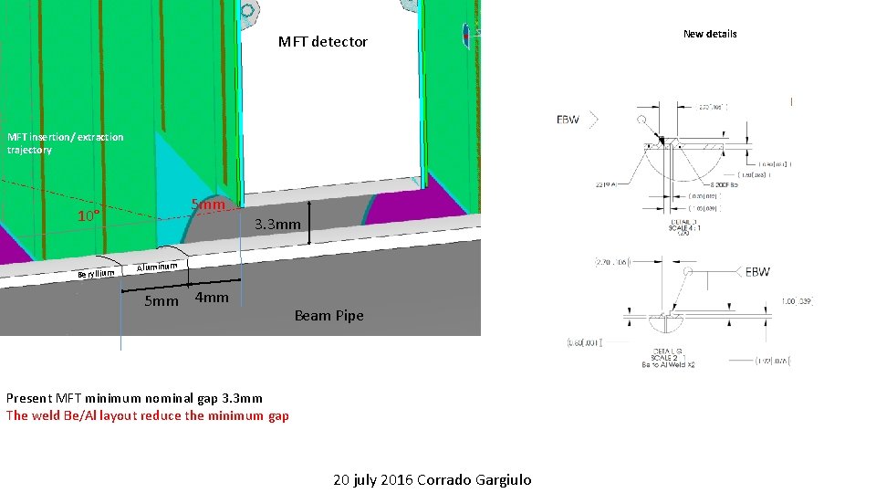 MFT detector MFT insertion/ extraction trajectory 5 mm 10° Beryllium 3. 3 mm Aluminum